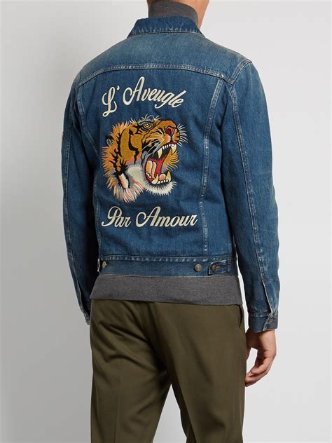 gucci mens jean jacket|Gucci denim jacket outlet.